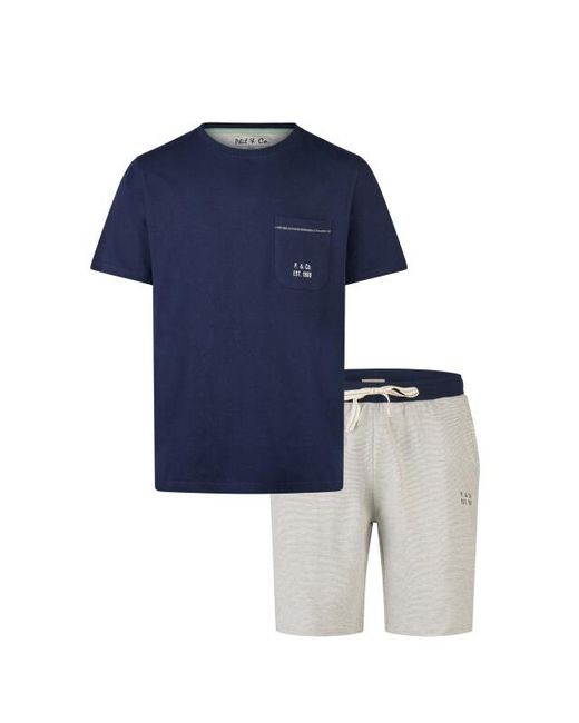 Phil & Co. Berlin Korte Pyjama Set Shortama Donkerblauw/Grijs Gestreept in het Blue voor heren