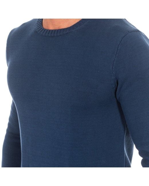 Hackett Trui Met Lange Mouwen En Ronde Hals Hm701752 in het Blue voor heren