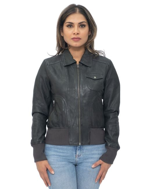 Infinity Leather Black Ma-1 Varsity Jacket-Ann Arbor