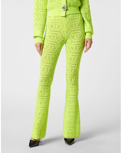 Philipp Plein Flare Broek Monogram in het Green