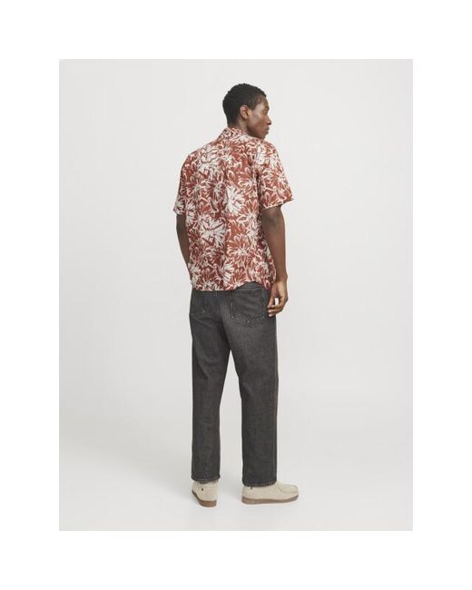 Jack & Jones Jorjoshua Split Aop Shirt Ss Ln in het Brown voor heren