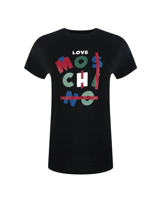 Moschino Black Love Jumble Logo T-Shirt Cotton