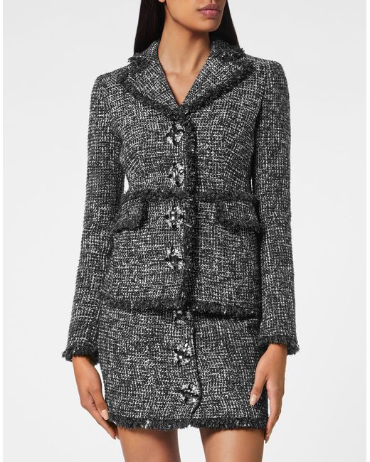 Philipp Plein Tweed Jackets in het Black