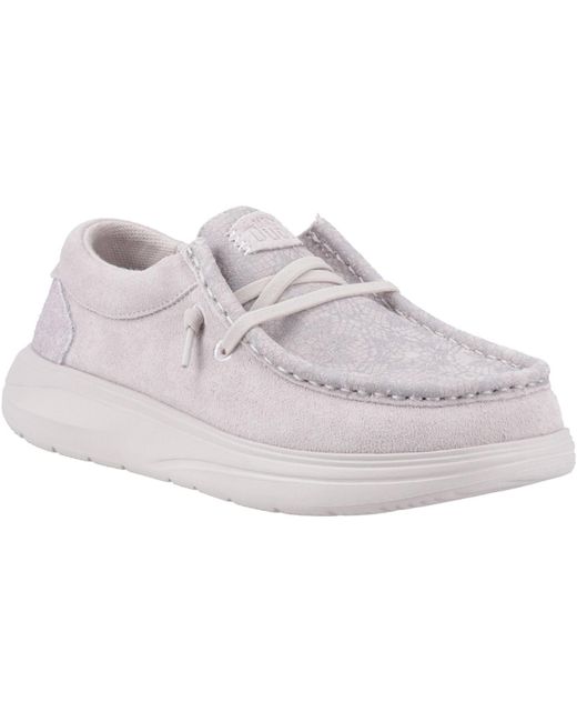 HeyDude Gray Wendy Comf Suede Lilac Moccasins Shoes