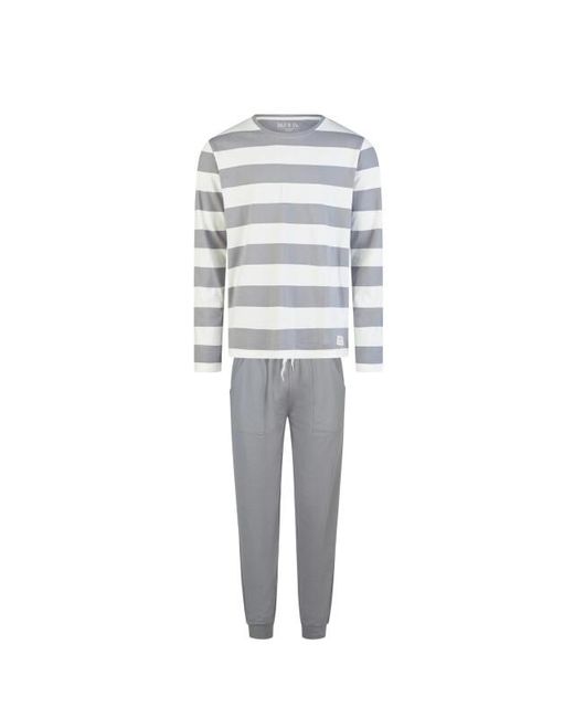 Phil & Co. Berlin Pyjama Set Lang Grijs Gestreept in het Blue voor heren