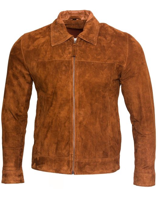 Infinity Leather Brown Retro Goat Suede Biker Jacket for men