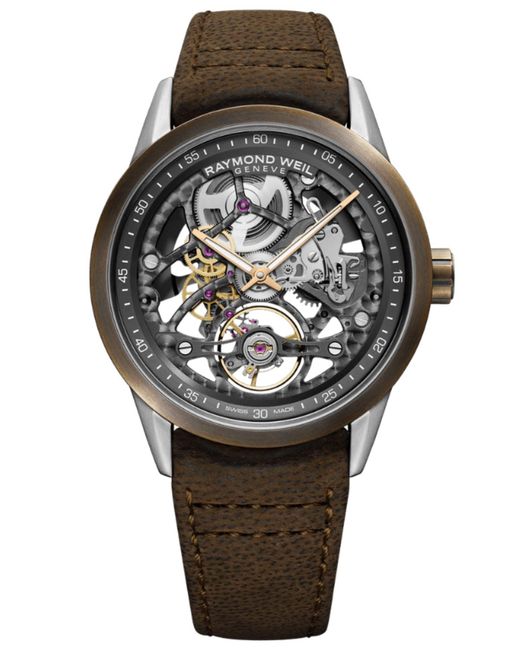 Raymond Weil Gray Freelancer Watch 2785-Sbc-60000 Leather (Archived) for men