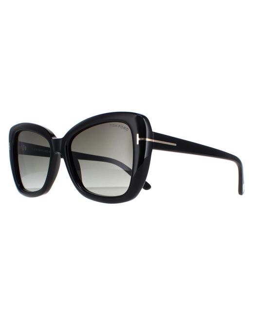 Tom Ford Maeve Ft1008 01B Glanzend Smoke Gradient Zonnebril in het Black
