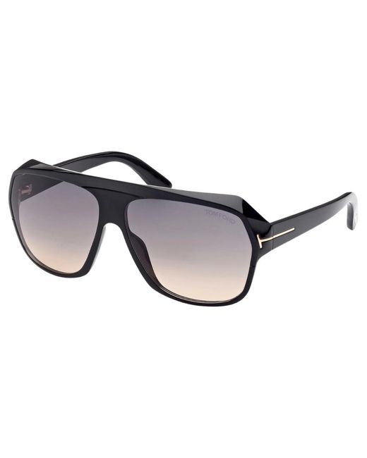 Tom Ford Hawkings-02 Gradient Smoke Lens Glanzend Zwarte Zonnebril in het Blue