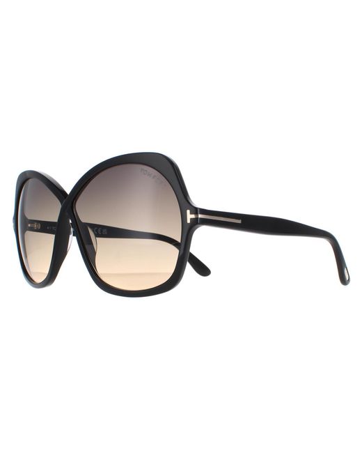 Tom Ford Rosemin Ft1013 01B Glanzend Smoke Gradient Zonnebril in het Brown