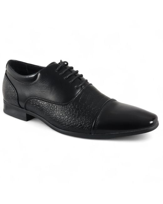 Infinity Leather Black Classic Lace-Up Brogue Formal Shoes Faux Leather for men
