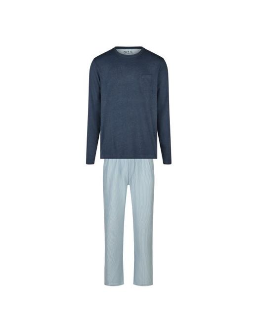 Phil & Co. Berlin Pyjama Set Interlock Donkerblauw/Lichtblauw Gestreept in het Blue voor heren