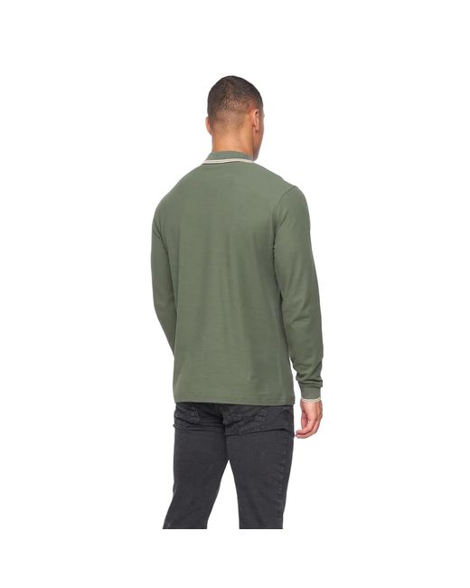 Duck and Cover Green Roxberry Long-Sleeved Polo Shirt (Forest) Cotton for men