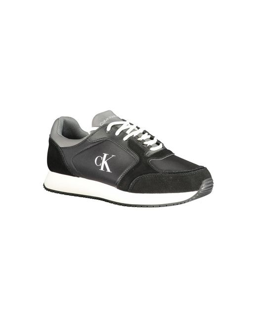 Calvin Klein Schwarzer Leder Herren Sneaker in Black für Herren