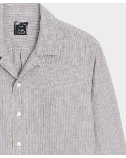 Todd Snyder Gray Cropped Sea Soft Irish Linen Camp Collar Shirt for men