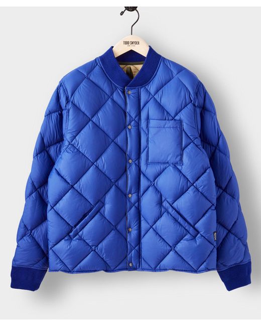 Todd Snyder Blue Italian Quilted Down Snap Bomber for men