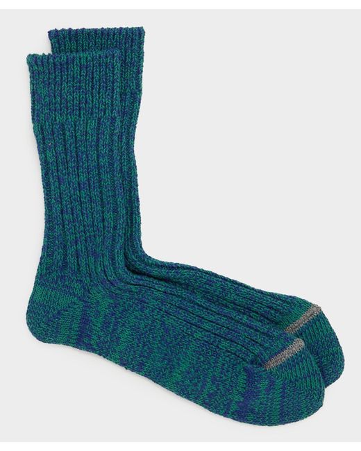 RoToTo Blue Recycled Cotton Ribbed Crew Sock for men