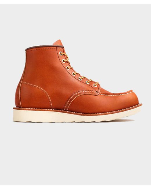 Red Wing Orange Red Wing 6-in Classic Moc Legacy Leather for men