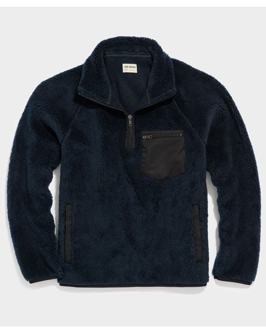 Todd Snyder Solid Adirondack Fleece Half-zip Mockneck Jacket in Blue ...