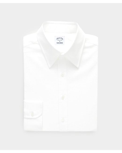 Todd Snyder Hamilton + Seersucker Long Point Collar Shirt In White for men