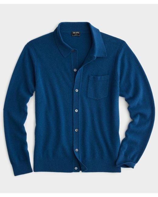 Todd Snyder Blue Cashmere Long-sleeve Sweater Polo for men