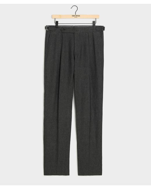 Todd Snyder Gray Italian Linen Side Tab Trouser for men