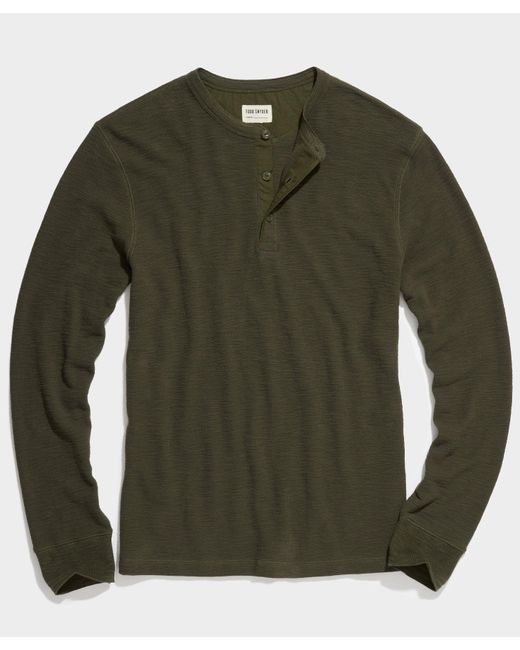 Todd Snyder Green Lightweight Mini Waffle Henley for men