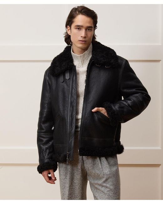 Todd Snyder Shearling Aviator in Black for Men | Lyst