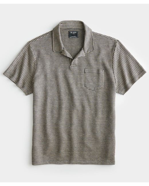 Todd Snyder Gray Houndstooth Knit Polo for men