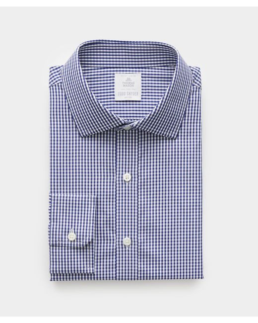 Todd Snyder Blue Spread Collar Poplin Dress Shirt for men