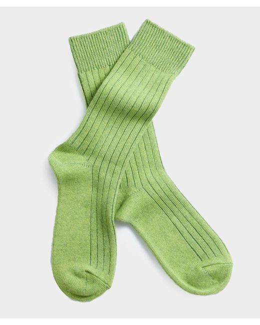 RoToTo Green Cotton Wool Ribbed Crew for men