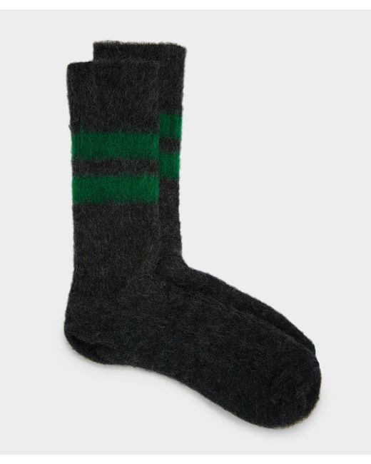RoToTo Black Reversible Brushed Mohair Sock for men