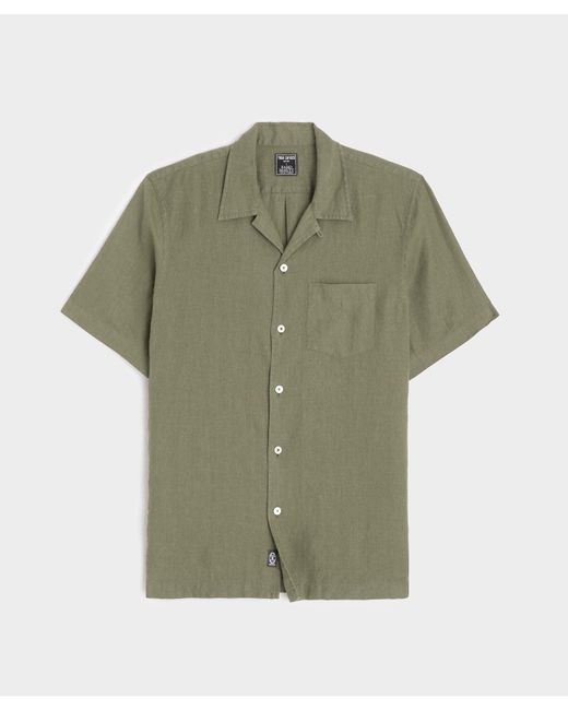 Todd Snyder Green Sea Soft Irish Linen Camp Collar Shirt for men