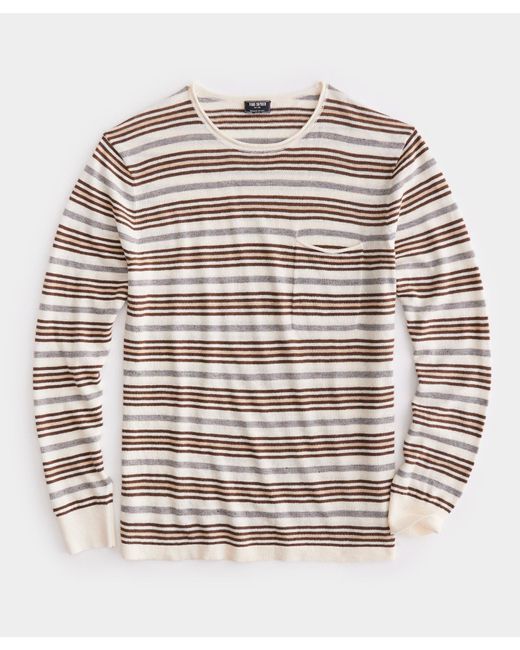 Todd Snyder White Striped Linen Shore Sweater for men