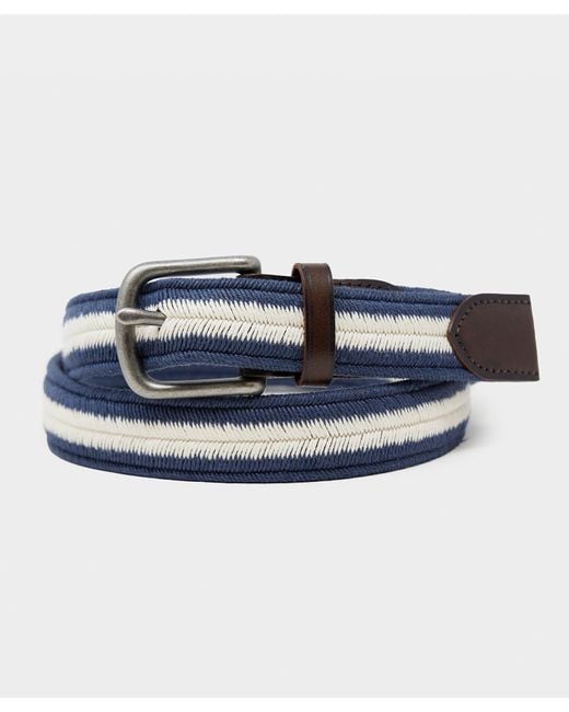 Todd Snyder Blue Striped Stretch Cotton Braided Belt for men