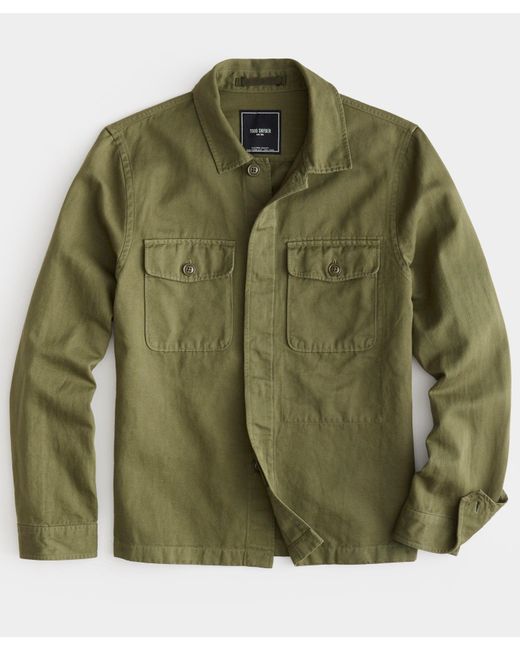 Todd Snyder Green Cotton Linen Officer Shirt Jacket for men