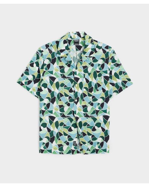 Todd Snyder Green Kaleidoscope Short Sleeve Camp Collar Shirt for men