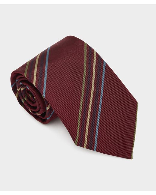 Todd Snyder Red Italian Burgundy Quad Stripe Tie for men