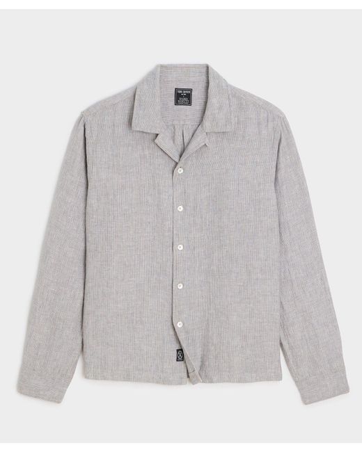 Todd Snyder Gray Cropped Sea Soft Irish Linen Camp Collar Shirt for men
