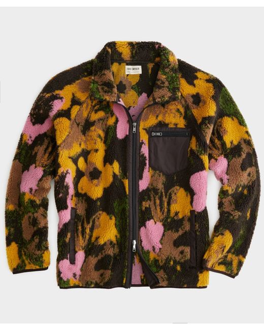 Todd Snyder Orange Floral Sherpa Full-zip Jacket for men