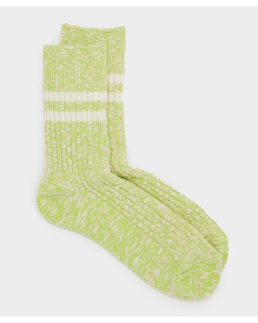 RoToTo Green Two Stripe Cotton Slub Sock for men