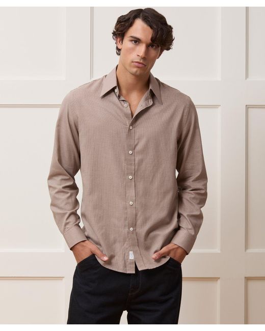 Todd Snyder Brown Lightweight Flannel Long Point Collar Dress Shirt for men