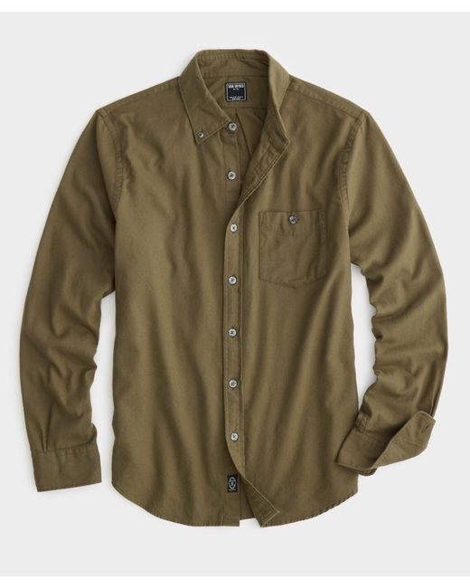Todd Snyder Green Brushed Flannel Button Down Shirt for men