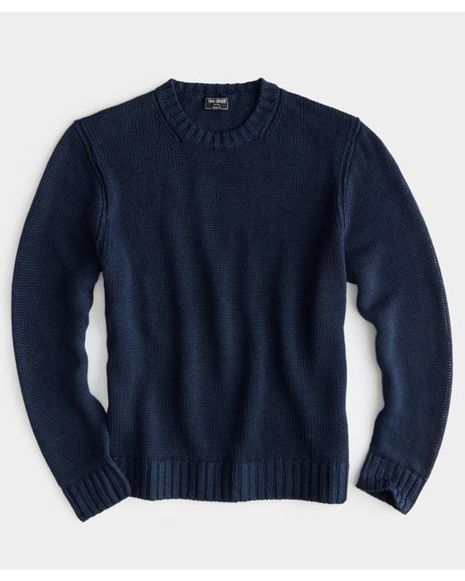 Todd Snyder Blue Italian Linen Crewneck Sweater for men