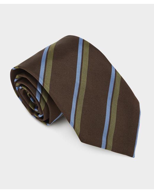 Todd Snyder Brown Italian Double Stripe Tie for men