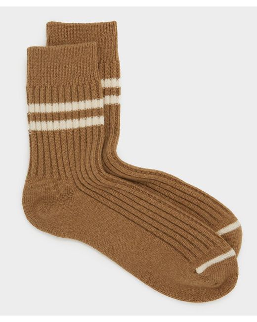 RoToTo Brown Merino Lambswool Stripe Sock for men