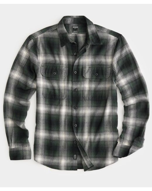 Todd Snyder Green Ombre Plaid Two-pocket Flannel Shirt for men