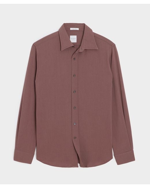 Todd Snyder Men's Brown Italian Crepe Wool Shirt