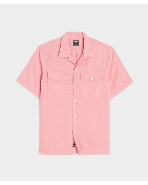 Todd Snyder Pink Linen Panama Shirt for men