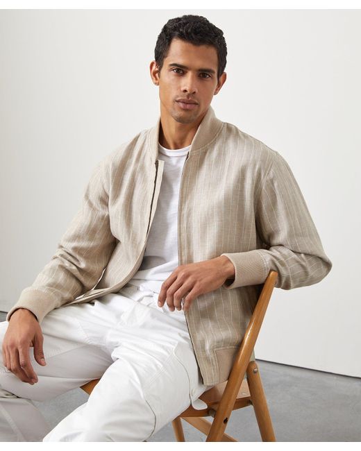 Todd Snyder Italian Linen Varsity Jacket in Brown for Men Lyst